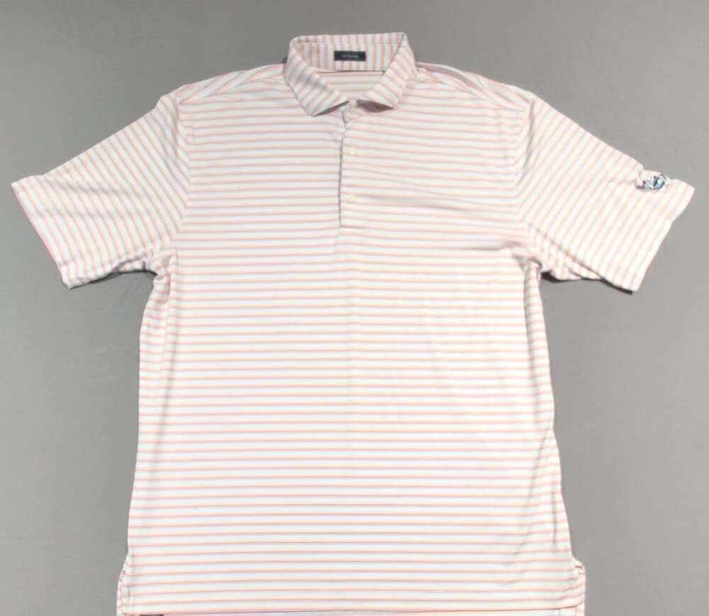 Turtleson Striped Performance Polo Shirt Men's Short Sleeve Pink White Multi